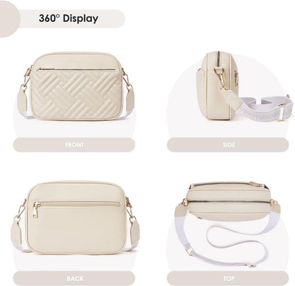 Gesteppte Damen PU Leder Umhängetasche Crossbody Bag Verstellbarer