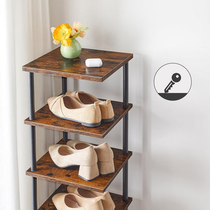 10-stöckiges Eck-Schuhregal, schmal, dunkelbraun-schwarz