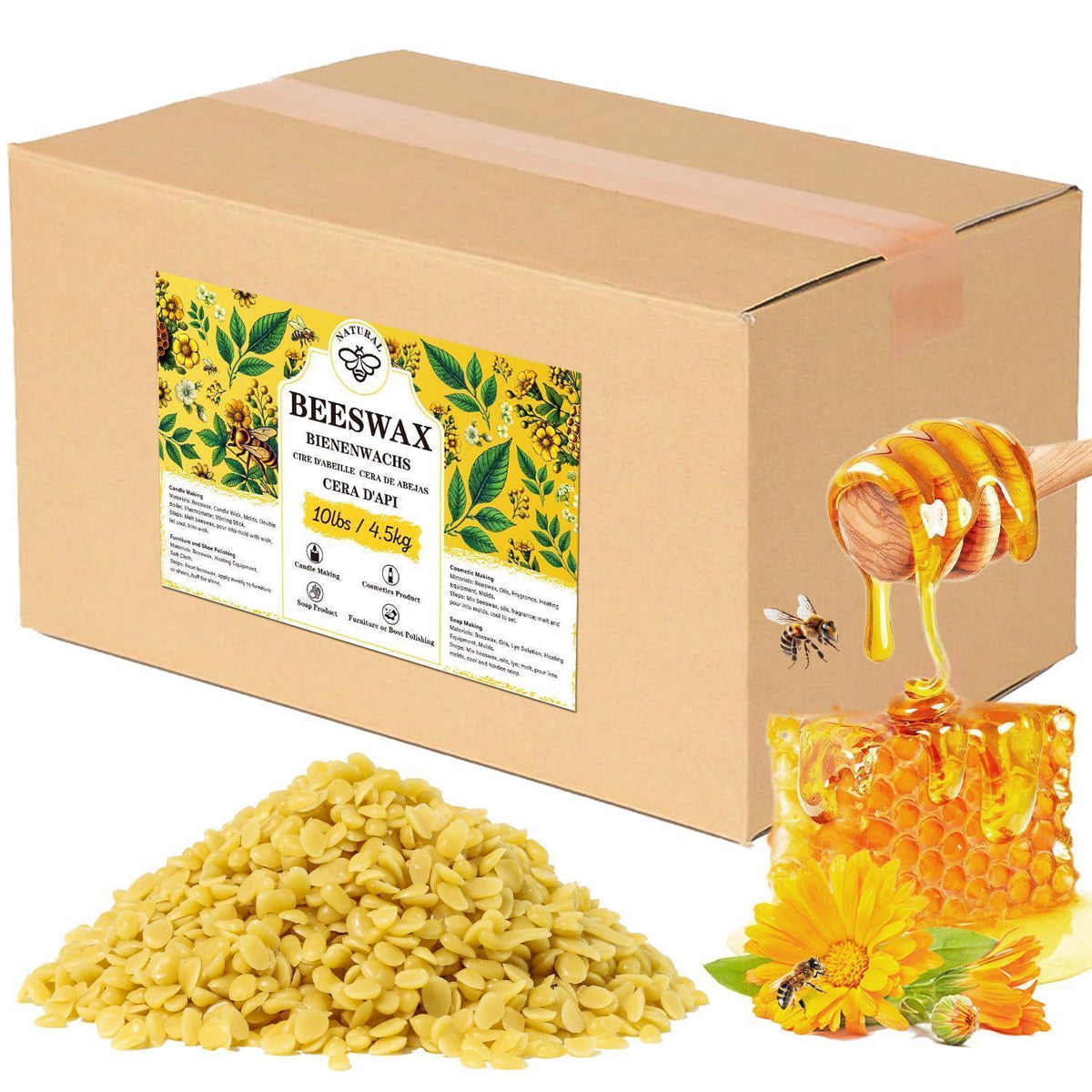 Bio Bienenwachspellets 4.5KG – Für Kosmetik & Kerzenherstellung