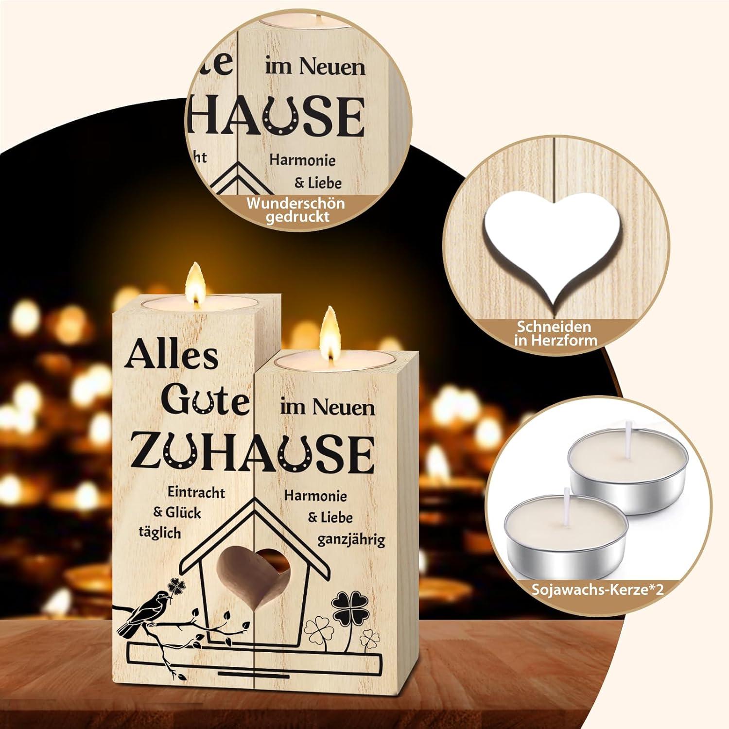 Einweihungsgeschenk Kerzenständer Holz Haus Wohnung