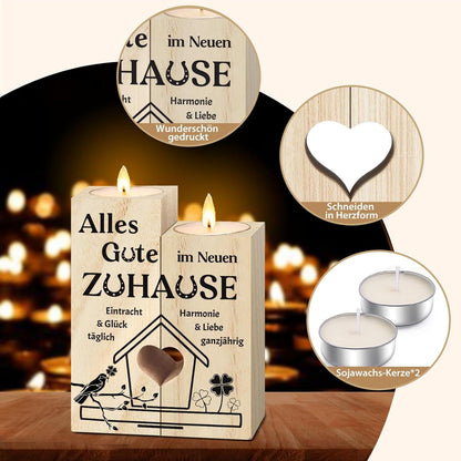 Einweihungsgeschenk Kerzenständer Holz Haus Wohnung