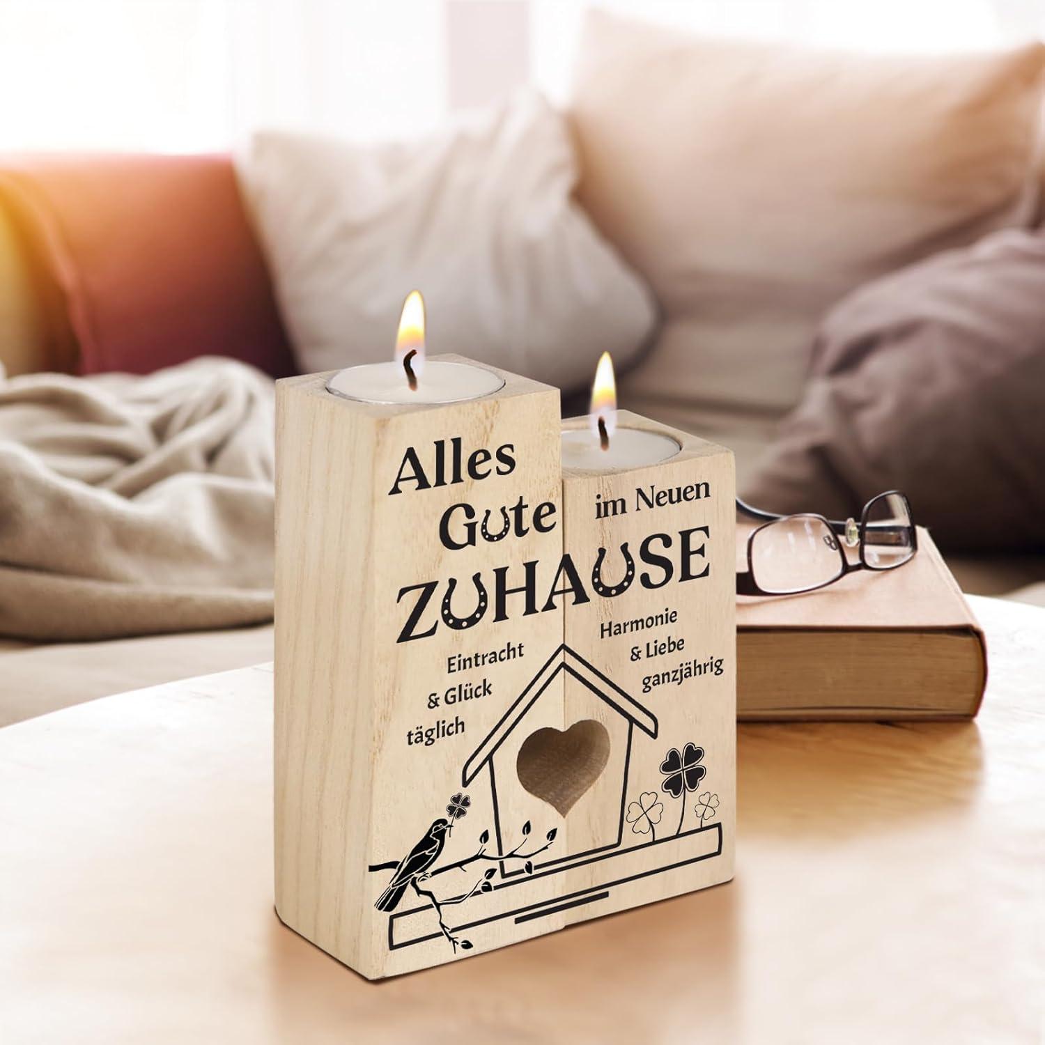 Einweihungsgeschenk: Kerzenständer Holz für Neue Wohnung