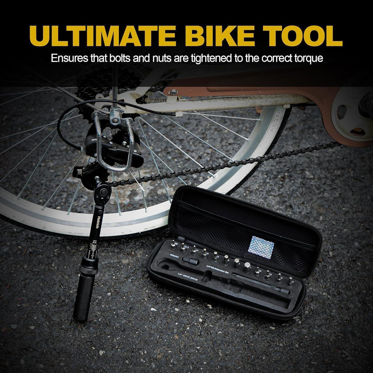 Drehmomentschlüssel Fahrrad 1/4 Zoll 2-20 Nm 15-teiliges Set mit Bits