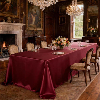 Runde Satin Tischdecke Bordeaux 340 cm – Elegant & Glänzend