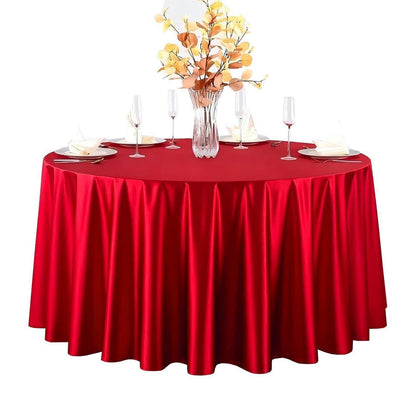Runde Satin Tischdecke Rot, 320 cm Durchmesser – Elegant & Glänzend