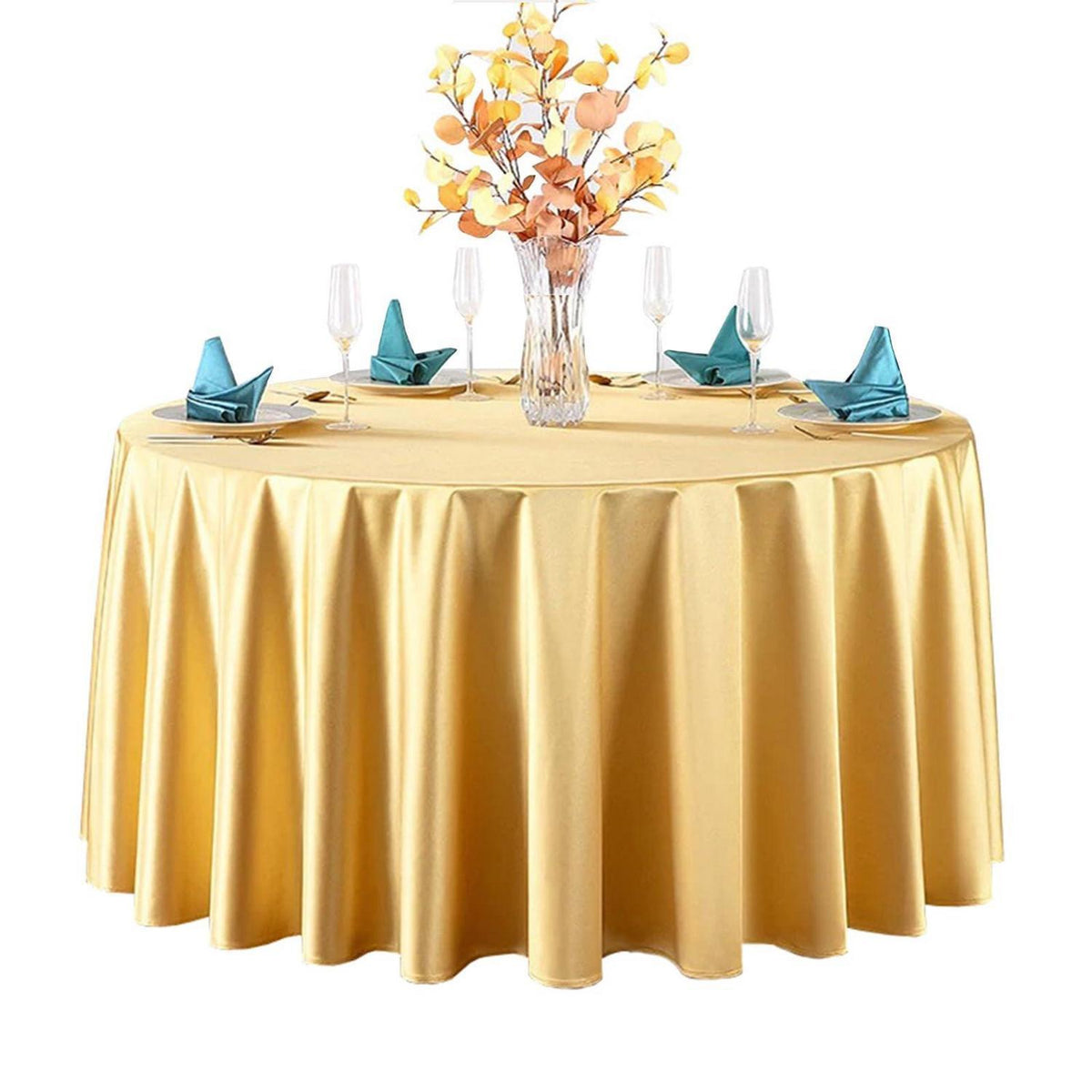 Runde Satin Tischdecke Gelb – 320 cm Durchmesser