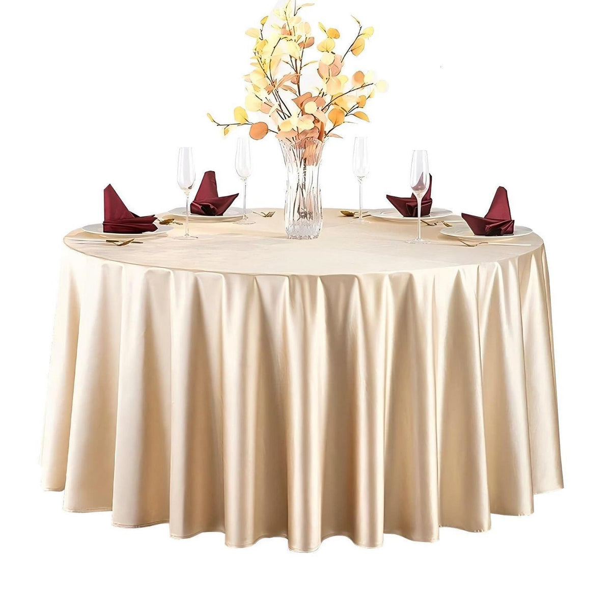 Runde Satin Tischdecke Champagner, 340 cm Durchmesser
