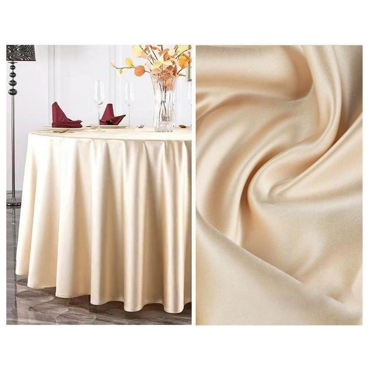 Runde Satin Tischdecke Champagner, 340 cm Durchmesser