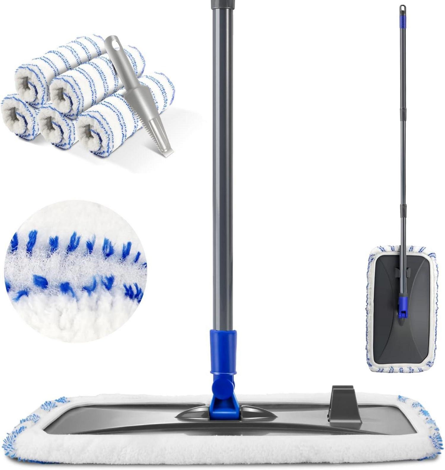 360° Drehbarer Flachmopp mit 127cm Teleskopstiel - 5 Mikrofaser