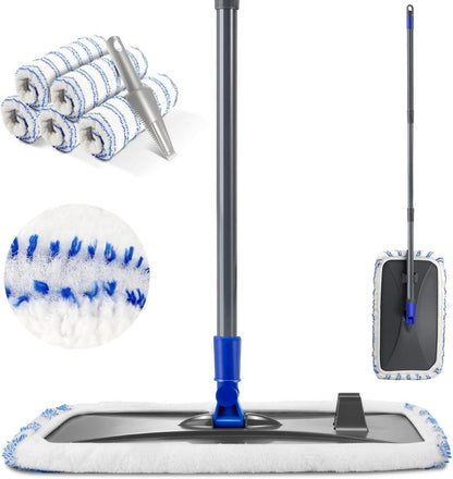 360° Drehbarer Flachmopp mit 127cm Teleskopstiel - 5 Mikrofaser