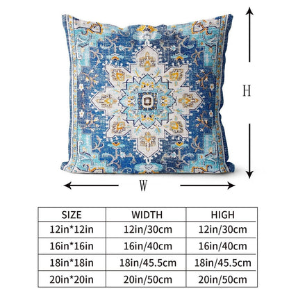 Boho Kissenbezüge 2er Set Samt 55x55 Blau Ethno Retro