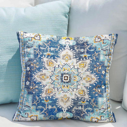 Boho Kissenbezüge 2er Set Samt 55x55 Blau Ethno Retro