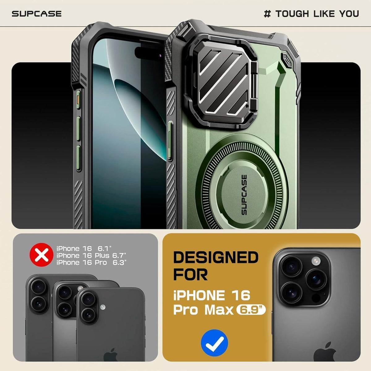 iPhone 16 Pro Max Hülle mit MagSafe & Kameraschutz (Grün)