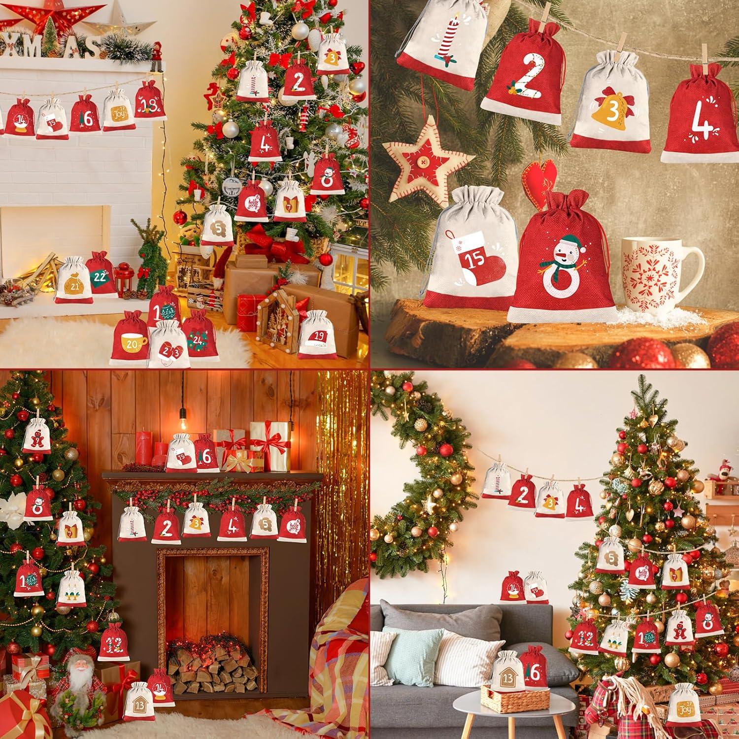 Adventskalender Kinder Weihnachtskalender Groß Säckchen Stoff 24