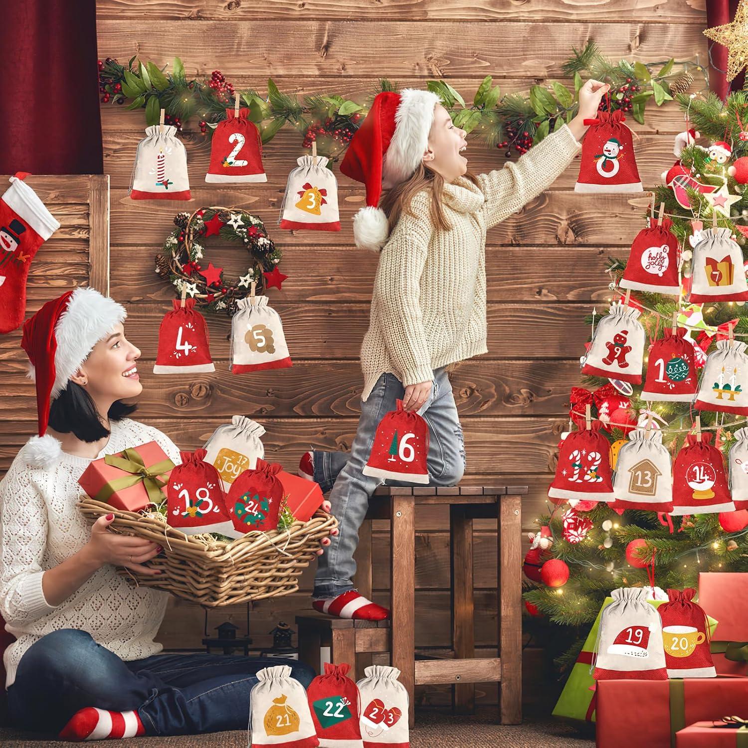 Adventskalender Kinder 2024 Weihnachtskalender Groß Säckchen Stoff