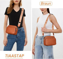 Damen Crossbody Umhängetasche aus echtem Leder mit breitem