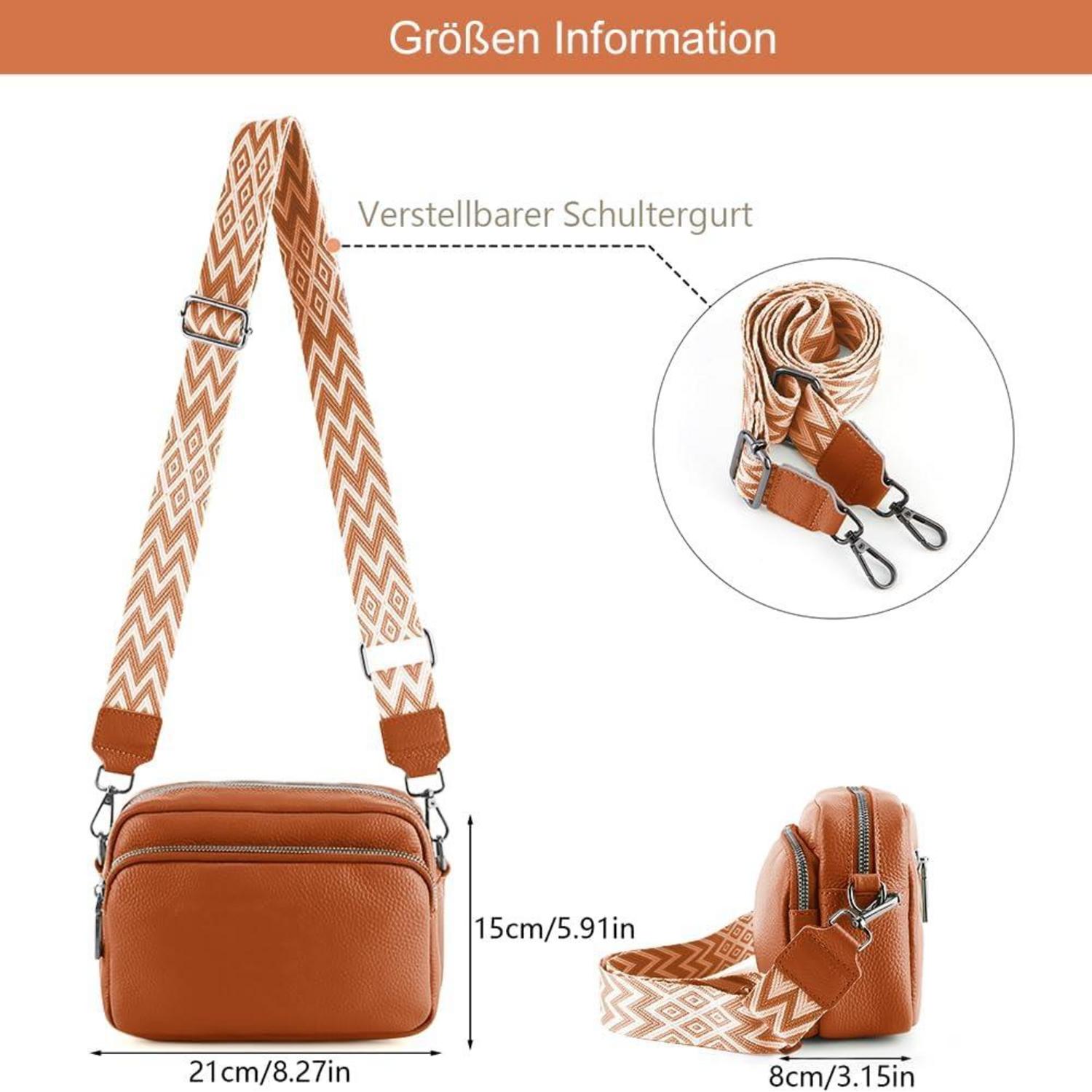 Damen Umhängetasche Echtes Leder Crossbody Bag Schultertasche mit