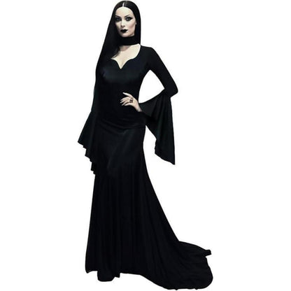 Schwarze lange Perücke Damen Halloween Kostüm Addams Wednesday