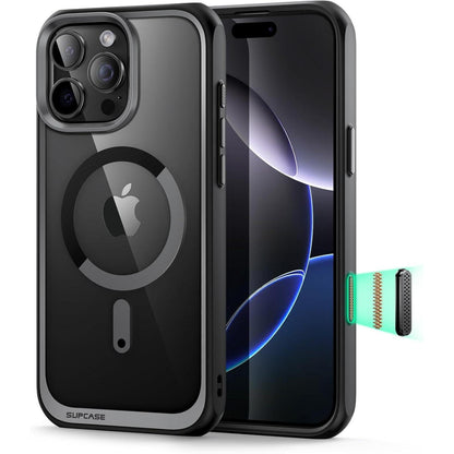 iPhone 16 Pro Hülle MagSafe Transparent Militärschutz Schwarz