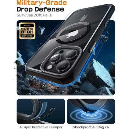 iPhone 16 Pro Hülle MagSafe Transparent Militärschutz Schwarz