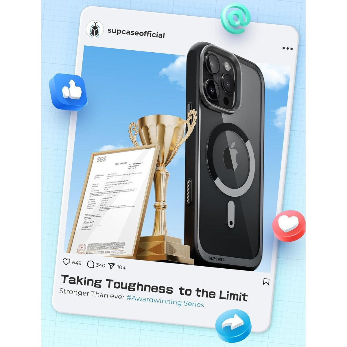 iPhone 16 Pro Hülle MagSafe Transparent Militärschutz Schwarz