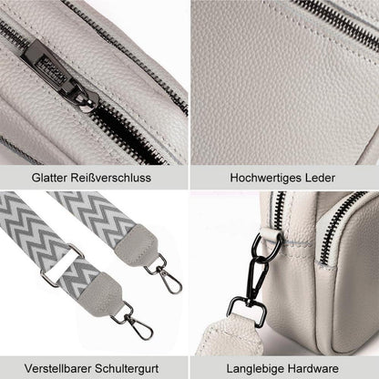 Damen Echte Leder Handy Umhängetasche Crossbody Bag Schultertasche mit Breitem Schultergurt