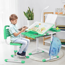 Kinder Schreibtisch und Stuhl Set Höhenverstellbar Grün