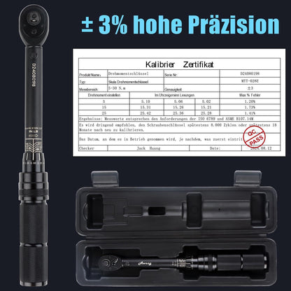 Drehmomentschlüssel 1/4" 5-25 Nm mit Ratschenkopf, klar lesbar