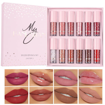 12er Set Matte Lippenstifte Nude & Samt – Langanhaltend & Wasserfest