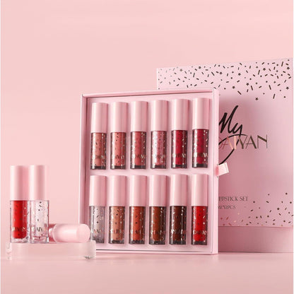 12er Set Matte Lippenstifte Nude & Samt – Langanhaltend & Wasserfest