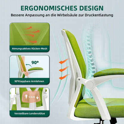 Ergonomischer Bürostuhl mit Wippfunktion, Grün