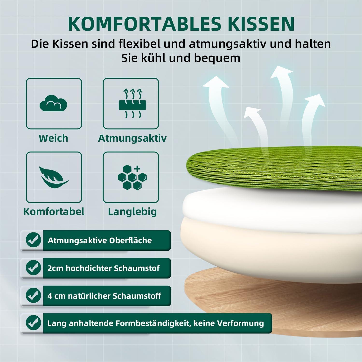 Ergonomischer Bürostuhl mit verstellbarer Lendenstütze, Armlehnen, Wippfunktion - Grün