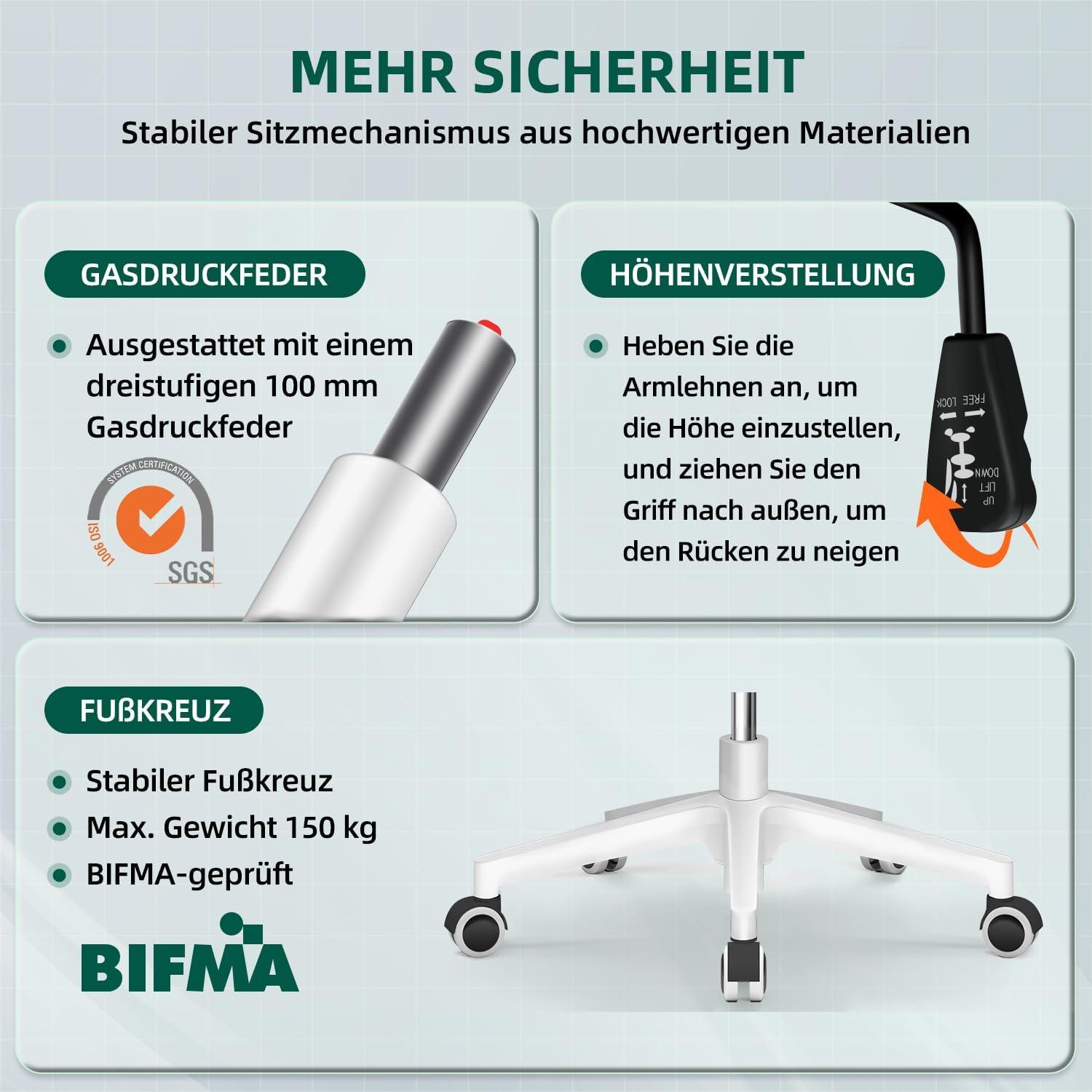 Höhenverstellbarer Bürostuhl mit