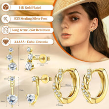3 Paar Ohrringe Silber & Gold 925 Sterling Silber Creolen & Stecker