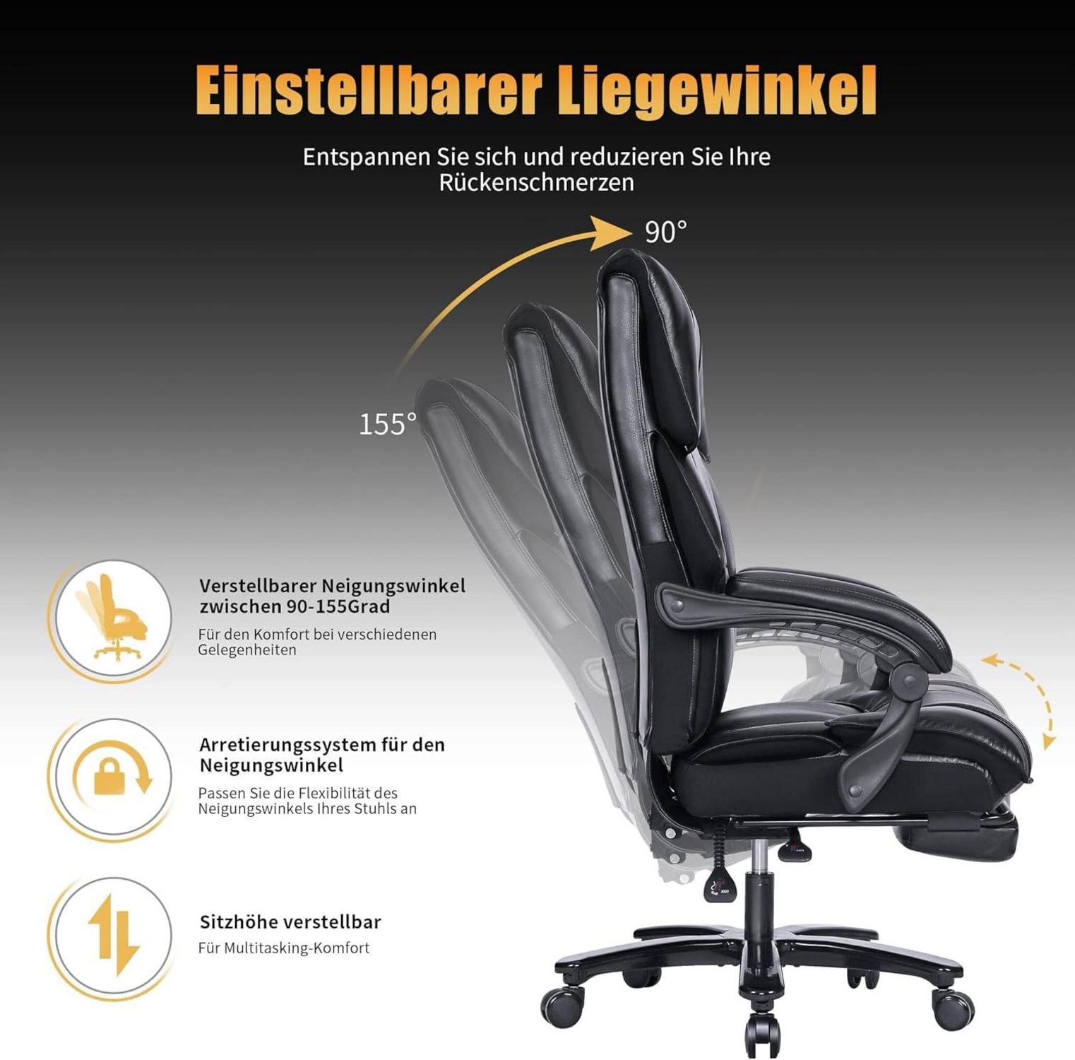 Fantasylab Bürostuhl mit Fußstütze und hoher Rückenlehne