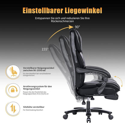 Fantasylab Bürostuhl mit Fußstütze und hoher Rückenlehne