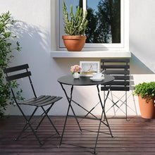 Balkonmöbel Set 3 teilig Klappstuhl Klapptisch Schwarz