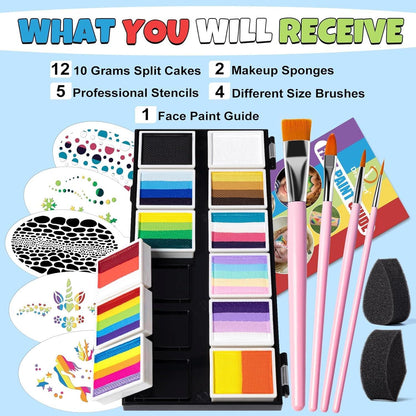 Kinderschminke Split-Cake-Palette Face Body Paint Halloween Karneval