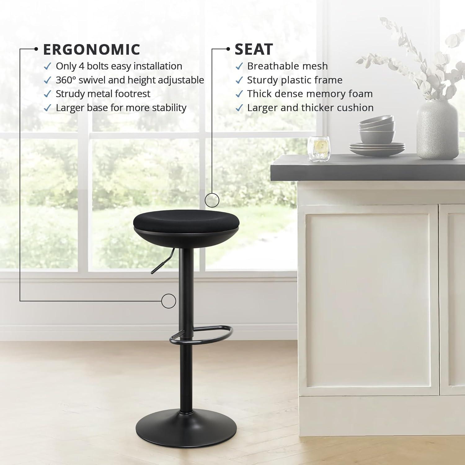Ergonomischer höhenverstellbarer Stehhocker ohne Rückenlehne in Schwarz