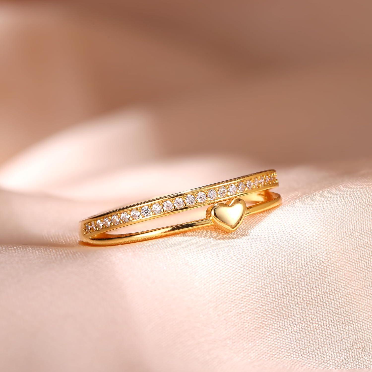 Adramata Ring Silber 925 Damen Verstellbar Herz Daumen Eheringe