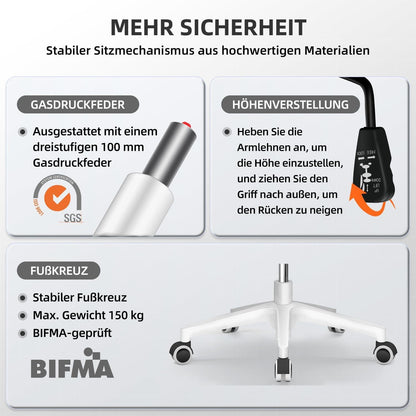 Bürostuhl Ergonomisch mit Lendenstütze, Armlehnen, Rosa