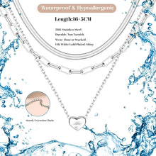 Adramata Damen Halsketten Set Edelstahl Gold Silber Herz