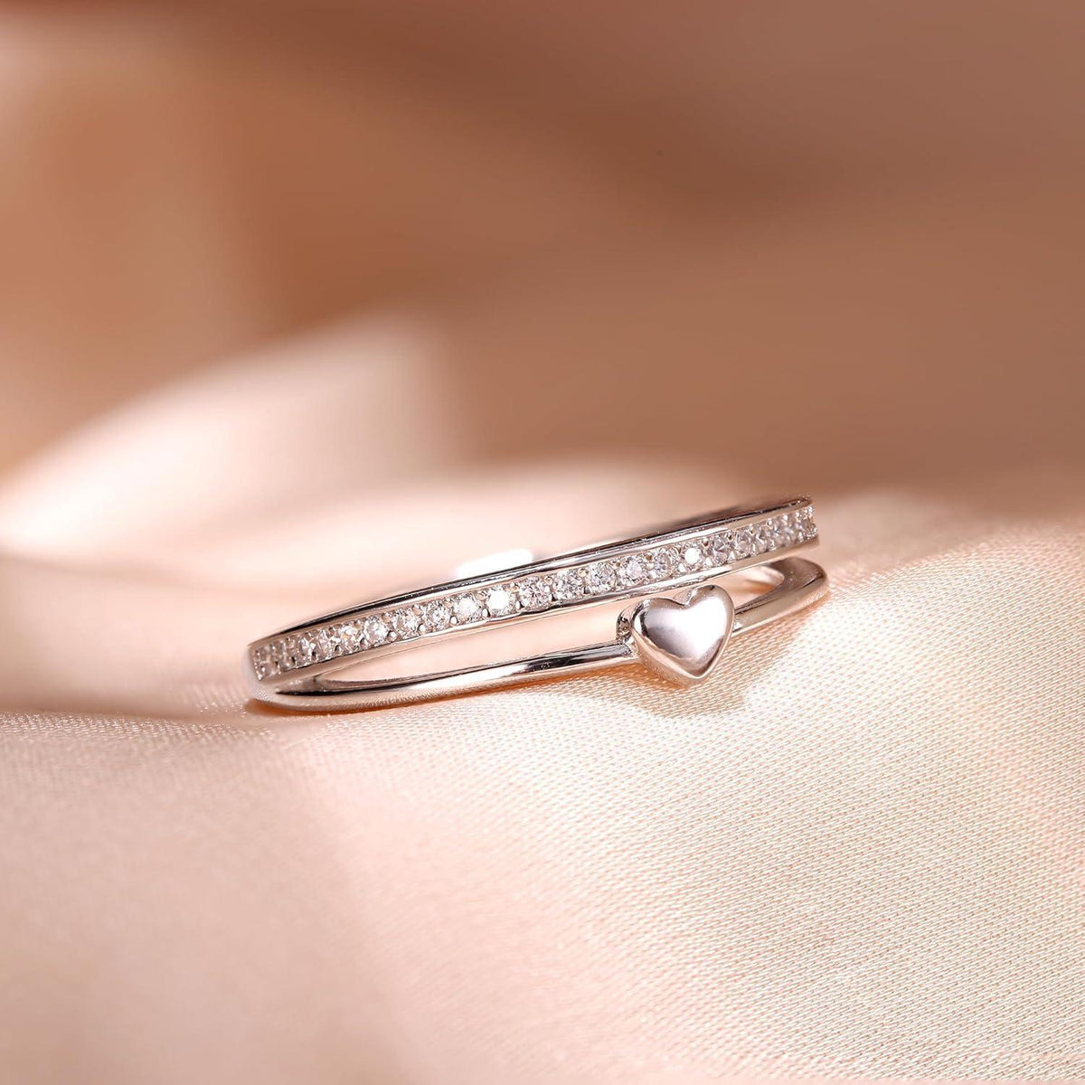 Silber 925 Herzring Damen Verstellbar – Ehering/Verlobungsring