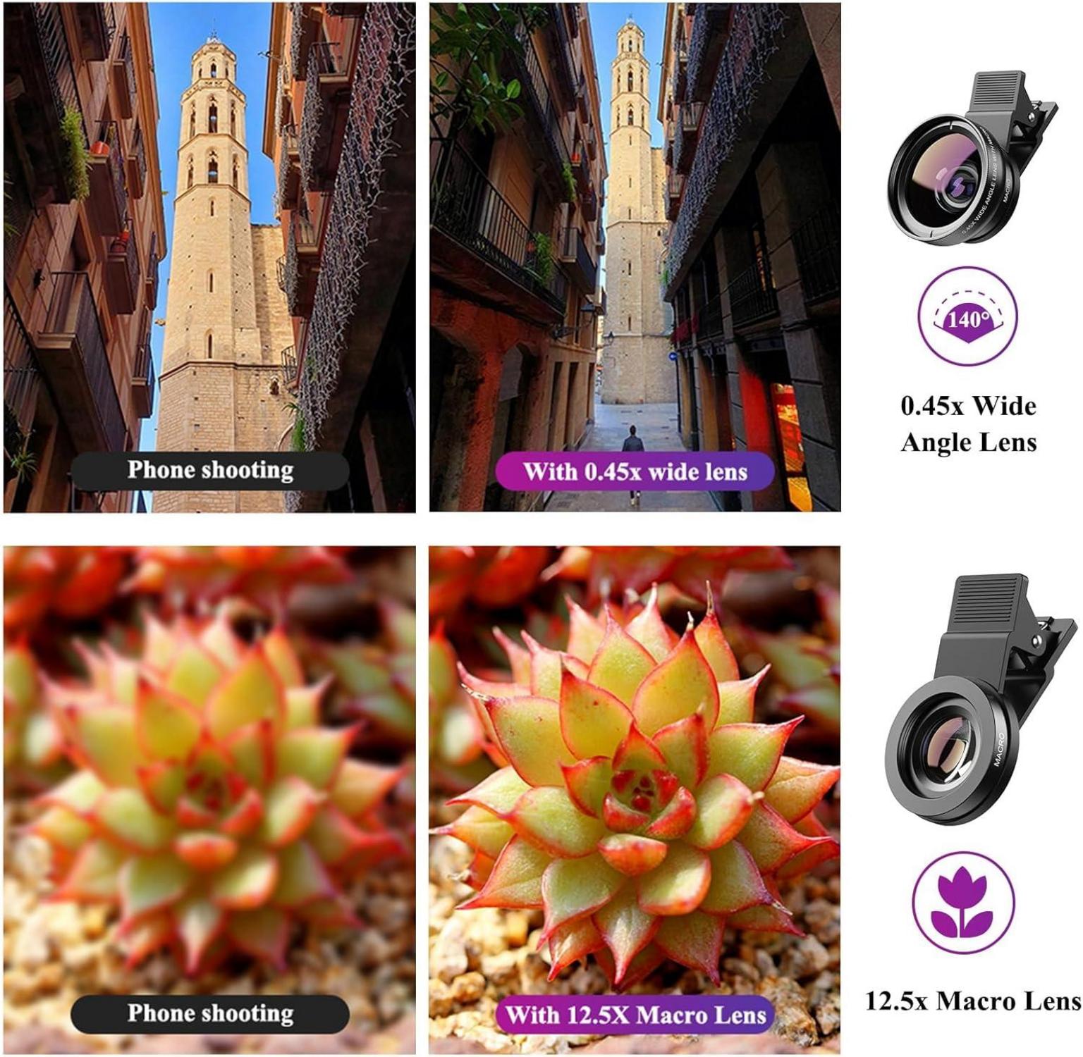 Universal 2-in-1 Kameraobjektiv Set Handy iPhone Makro Weitwinkel Smartphones