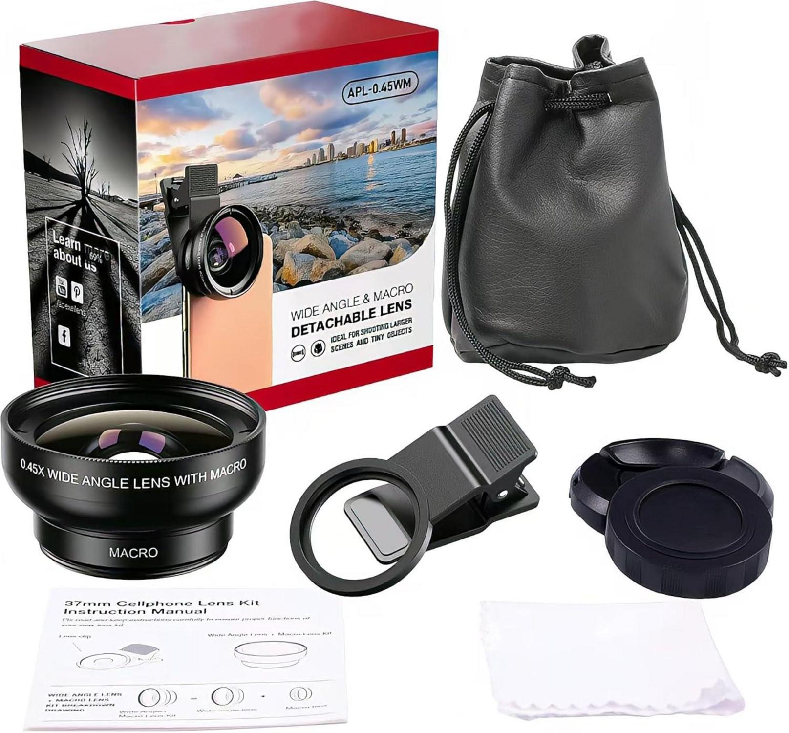 Universal 2-in-1 Kameraobjektiv Set Handy iPhone Makro Weitwinkel Smartphones