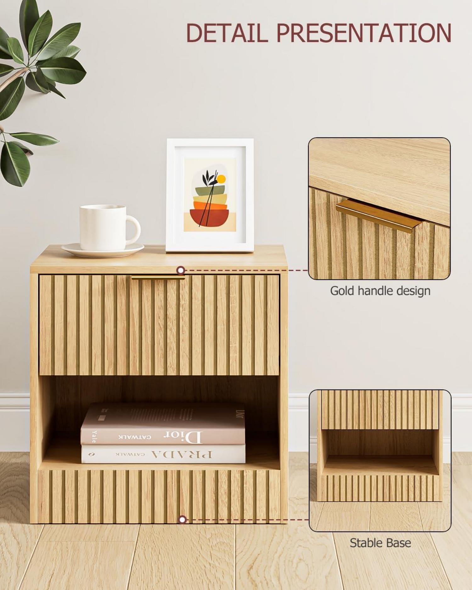 Nachttisch Eiche Holz Schublade Moderner Nachtkommode Schlafzimmer