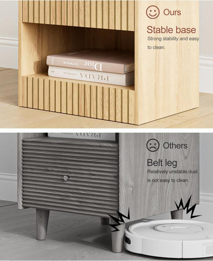 Moderner Nachttisch Eiche Holz Schublade 39x39x28 Klein Schlafzimmer