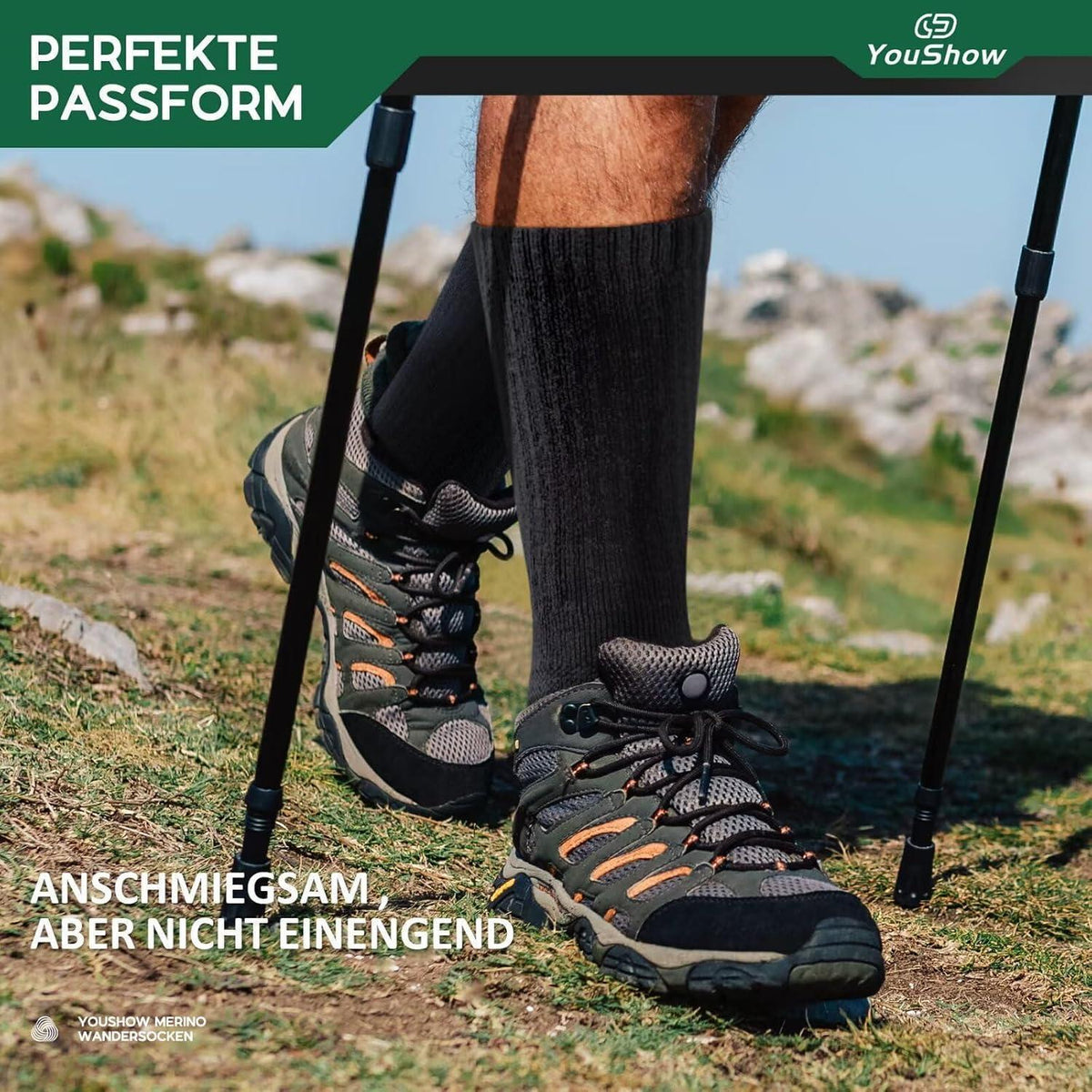 Wandersocken Merino 3er-Pack Damen Herren Outdoor Trekking 43-46