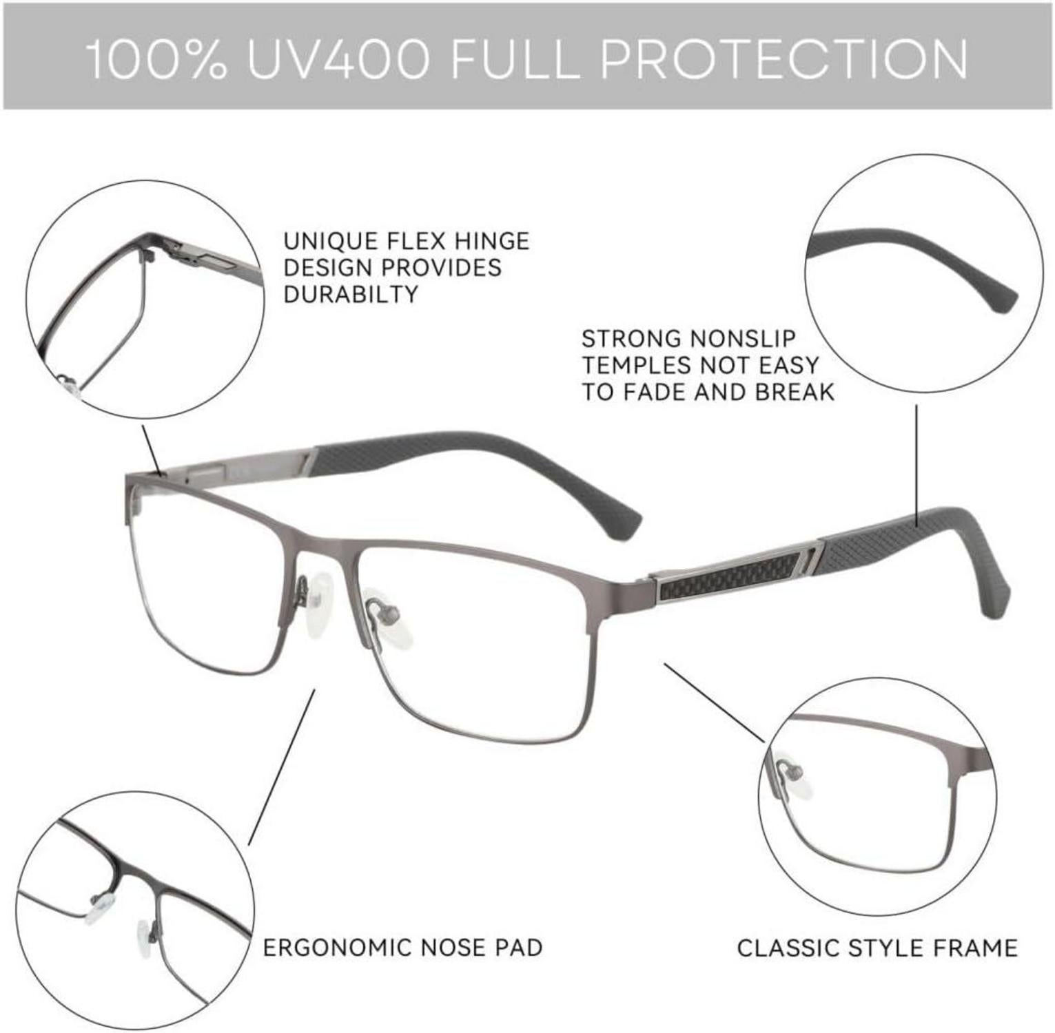 ZENOTTIC Herren Lesebrille Blaulichtfilter Metallgestell - Anti-Blend Schutz