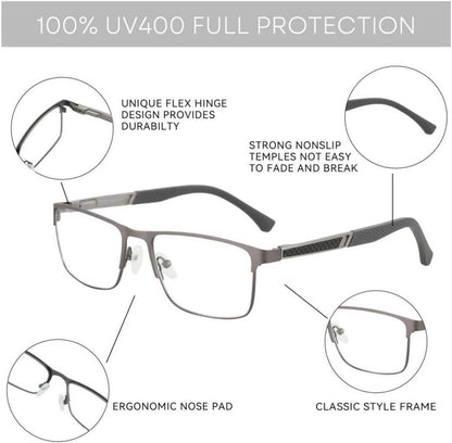 ZENOTTIC Herren Lesebrille Blaulichtfilter Metallgestell - Anti-Blend Schutz